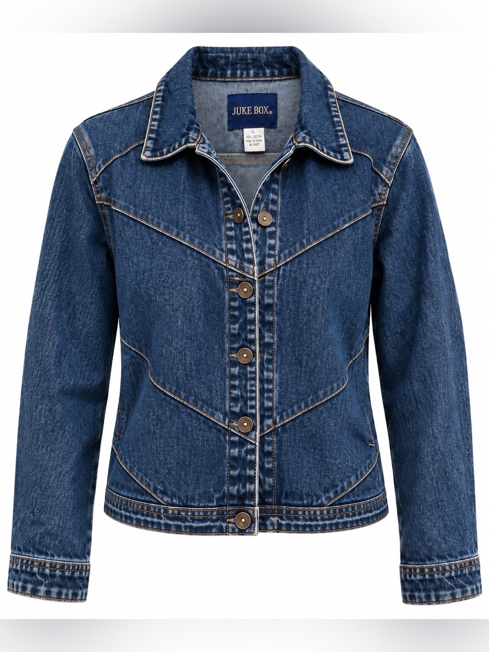 Vintage Denim Jacket pure cotton jean material patch style size large